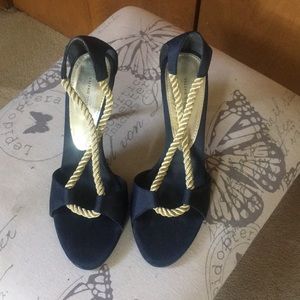 Glamorous navy and gold rope sandals